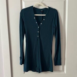 Teal Long Sleeve Pajama Romper